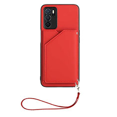 Coque Luxe Cuir Housse Etui YB2 pour Oppo A16 Rouge