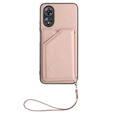 Coque Luxe Cuir Housse Etui YB2 pour Oppo A17 Or Rose