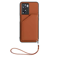Coque Luxe Cuir Housse Etui YB2 pour Oppo A57 4G Marron