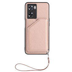 Coque Luxe Cuir Housse Etui YB2 pour Oppo A77 4G Or Rose