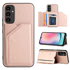 Coque Luxe Cuir Housse Etui YB2 pour Samsung Galaxy A25 5G Or Rose