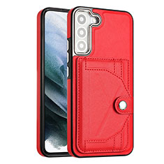 Coque Luxe Cuir Housse Etui YB2 pour Samsung Galaxy S21 FE 5G Rouge