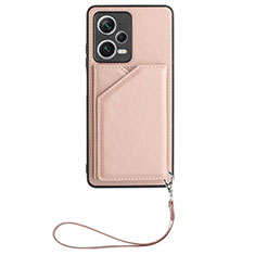 Coque Luxe Cuir Housse Etui YB2 pour Xiaomi Redmi Note 12 5G Or Rose