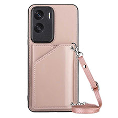 Coque Luxe Cuir Housse Etui YB3 pour Huawei Honor 90 Lite 5G Or Rose