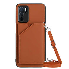 Coque Luxe Cuir Housse Etui YB3 pour Oppo A16 Marron