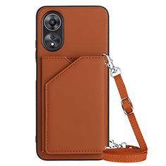 Coque Luxe Cuir Housse Etui YB3 pour Oppo A17 Marron
