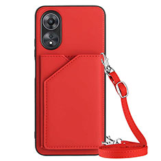 Coque Luxe Cuir Housse Etui YB3 pour Oppo A17 Rouge
