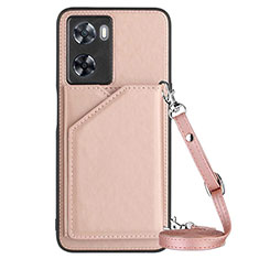 Coque Luxe Cuir Housse Etui YB3 pour Oppo A57 4G Or Rose