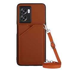 Coque Luxe Cuir Housse Etui YB3 pour Oppo A57 5G Marron