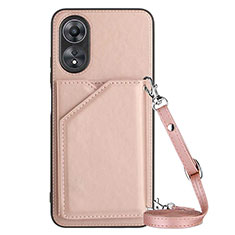 Coque Luxe Cuir Housse Etui YB3 pour Oppo A58 5G Or Rose