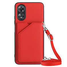 Coque Luxe Cuir Housse Etui YB3 pour Oppo A58 5G Rouge