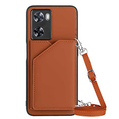 Coque Luxe Cuir Housse Etui YB3 pour Oppo A77 4G Marron