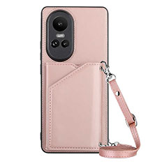 Coque Luxe Cuir Housse Etui YB3 pour Oppo Reno10 5G Or Rose
