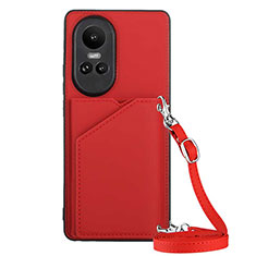 Coque Luxe Cuir Housse Etui YB3 pour Oppo Reno10 5G Rouge