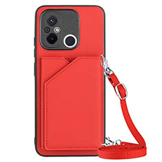 Coque Luxe Cuir Housse Etui YB3 pour Xiaomi Poco C55 Rouge
