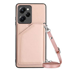 Coque Luxe Cuir Housse Etui YB3 pour Xiaomi Poco X5 Pro 5G Or Rose