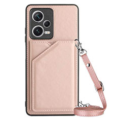 Coque Luxe Cuir Housse Etui YB3 pour Xiaomi Redmi Note 12 5G Or Rose