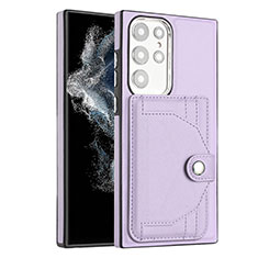 Coque Luxe Cuir Housse Etui YB5 pour Samsung Galaxy S22 Ultra 5G Violet