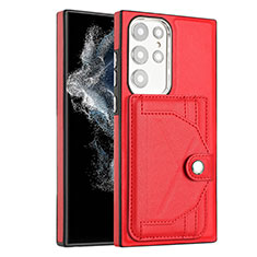 Coque Luxe Cuir Housse Etui YB5 pour Samsung Galaxy S23 Ultra 5G Rouge