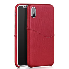 Coque Luxe Cuir Housse L05 pour Apple iPhone X Rouge