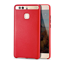 Coque Luxe Cuir Housse pour Huawei P9 Rouge