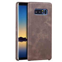 Coque Luxe Cuir Housse R01 pour Samsung Galaxy Note 8 Duos N950F Marron