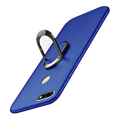 Coque Plastique Housse Etui Rigide Mat avec Support Bague Anneau A01 pour Huawei Enjoy 8 Bleu