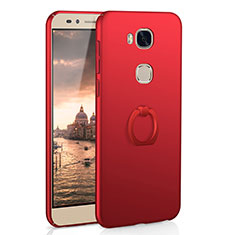 Coque Plastique Housse Etui Rigide Mat avec Support Bague Anneau A01 pour Huawei Honor 5X Rouge