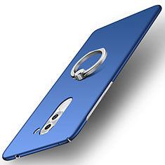 Coque Plastique Housse Etui Rigide Mat avec Support Bague Anneau A01 pour Huawei Honor 6X Pro Bleu