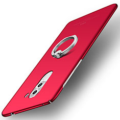 Coque Plastique Housse Etui Rigide Mat avec Support Bague Anneau A01 pour Huawei Honor 6X Pro Rouge