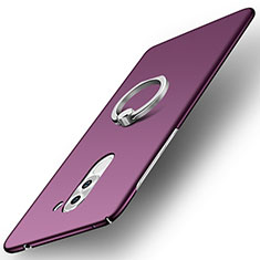 Coque Plastique Housse Etui Rigide Mat avec Support Bague Anneau A01 pour Huawei Honor 6X Pro Violet