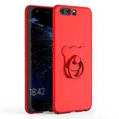 Coque Plastique Housse Etui Rigide Mat avec Support Bague Anneau A01 pour Huawei P10 Rouge