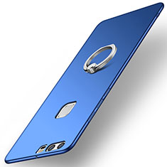 Coque Plastique Housse Etui Rigide Mat avec Support Bague Anneau A01 pour Huawei P9 Bleu