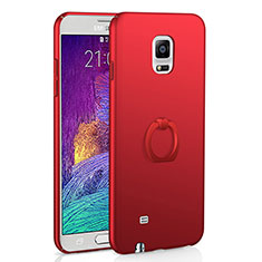 Coque Plastique Housse Etui Rigide Mat avec Support Bague Anneau A01 pour Samsung Galaxy Note 4 Duos N9100 Dual SIM Rouge