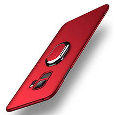 Coque Plastique Housse Etui Rigide Mat avec Support Bague Anneau A01 pour Samsung Galaxy S9 Rouge