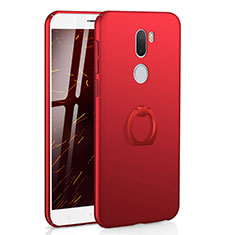 Coque Plastique Housse Etui Rigide Mat avec Support Bague Anneau A01 pour Xiaomi Mi 5S Plus Rouge