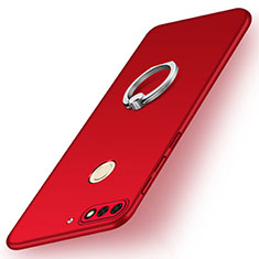 Coque Plastique Housse Etui Rigide Mat avec Support Bague Anneau A02 pour Huawei Enjoy 8 Rouge