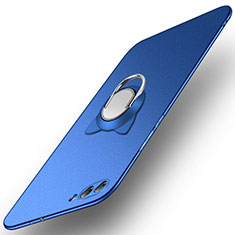 Coque Plastique Housse Etui Rigide Mat avec Support Bague Anneau A02 pour Huawei Honor V10 Bleu
