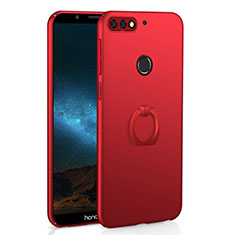 Coque Plastique Housse Etui Rigide Mat avec Support Bague Anneau A03 pour Huawei Honor 7C Rouge
