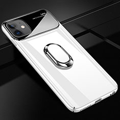 Coque Plastique Housse Etui Rigide Mat avec Support Bague Anneau Aimante Magnetique A01 pour Apple iPhone 12 Blanc