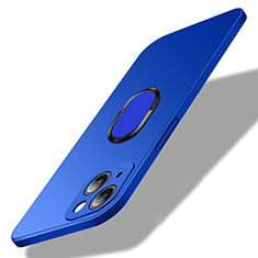 Coque Plastique Housse Etui Rigide Mat avec Support Bague Anneau Aimante Magnetique A01 pour Apple iPhone 14 Plus Bleu
