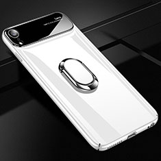 Coque Plastique Housse Etui Rigide Mat avec Support Bague Anneau Aimante Magnetique A01 pour Apple iPhone XR Blanc