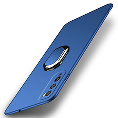 Coque Plastique Housse Etui Rigide Mat avec Support Bague Anneau Aimante Magnetique A01 pour Huawei Enjoy 20 Pro 5G Bleu