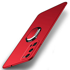 Coque Plastique Housse Etui Rigide Mat avec Support Bague Anneau Aimante Magnetique A01 pour Huawei Honor 30 Pro Rouge