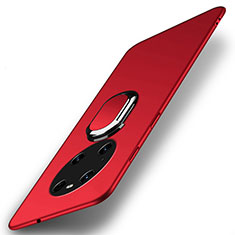 Coque Plastique Housse Etui Rigide Mat avec Support Bague Anneau Aimante Magnetique A01 pour Huawei Mate 40 Pro Rouge
