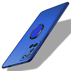 Coque Plastique Housse Etui Rigide Mat avec Support Bague Anneau Aimante Magnetique A01 pour Oppo A52 Bleu