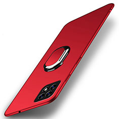 Coque Plastique Housse Etui Rigide Mat avec Support Bague Anneau Aimante Magnetique A01 pour Oppo A53 5G Rouge