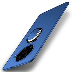 Coque Plastique Housse Etui Rigide Mat avec Support Bague Anneau Aimante Magnetique A01 pour Oppo Ace2 Bleu