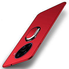 Coque Plastique Housse Etui Rigide Mat avec Support Bague Anneau Aimante Magnetique A01 pour Oppo Ace2 Rouge