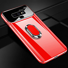 Coque Plastique Housse Etui Rigide Mat avec Support Bague Anneau Aimante Magnetique A01 pour Samsung Galaxy Note 9 Rouge